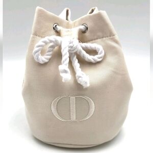 DIOR Cream Mini Bucket Bag with Drawstring, New!